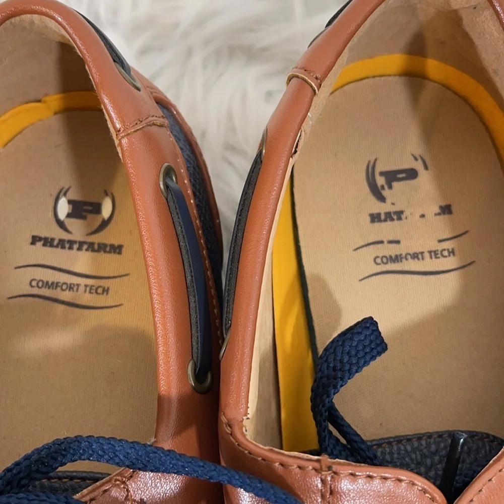 Phat Farm Men's Blue/Brown Boat Shoes Size 10.5